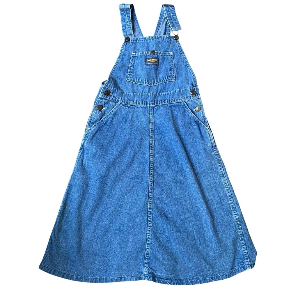 Vintage 80s Oshkosh Jump dress Denim Girl Size M/ 10-12 Blue